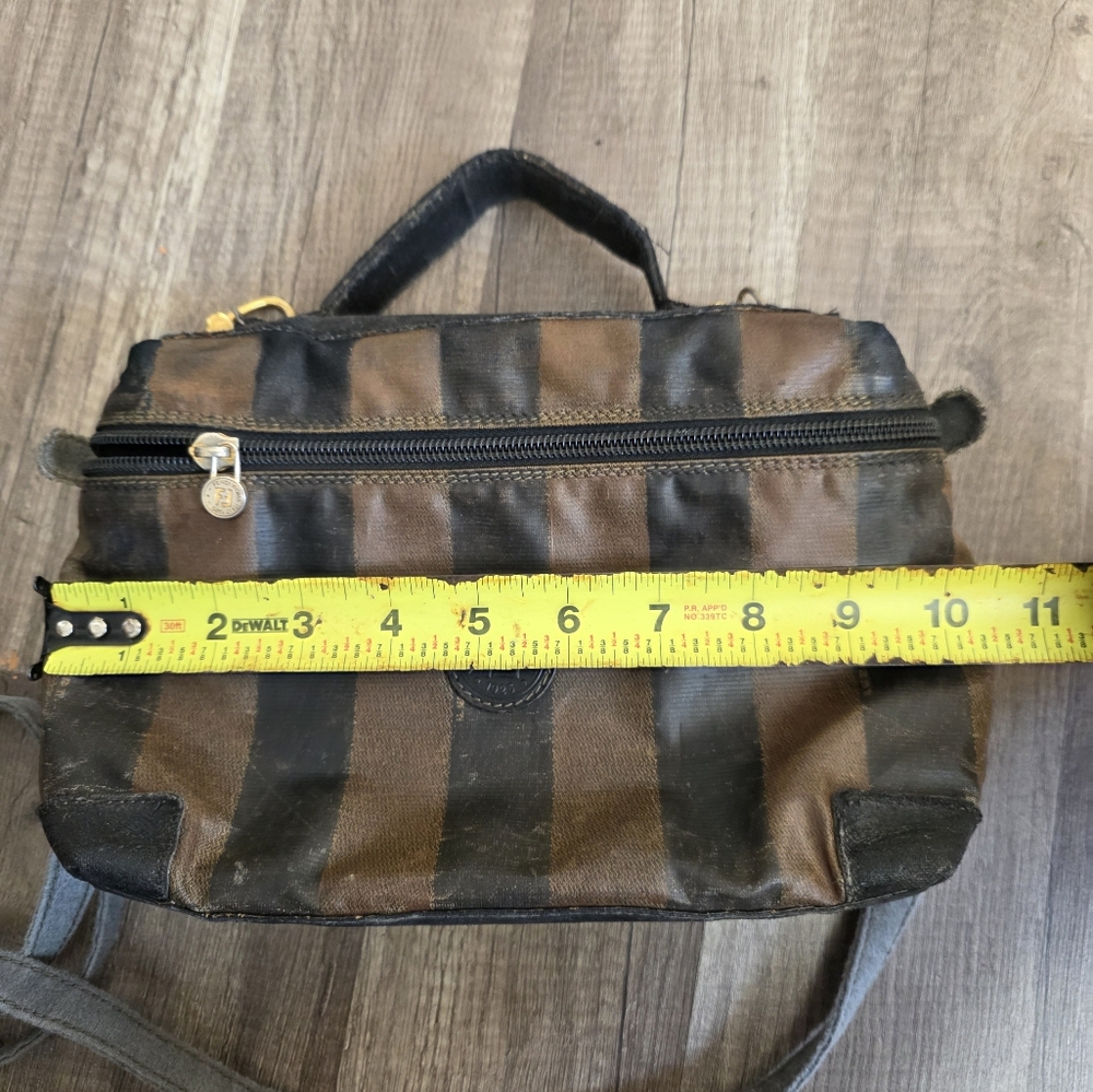 FENDI Pequin Striped Crossbody Bag Upcycled Designer Authentic Flawed Preppy Y2K - Picture 15 of 16